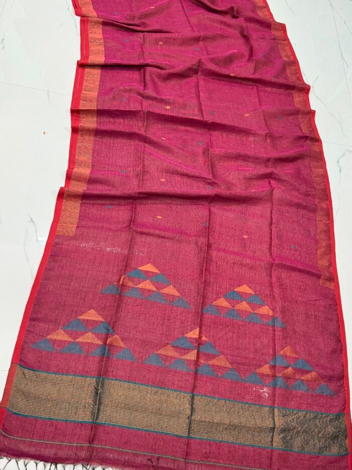 Handwoven Linen Tissue Saree with Blouse Piece