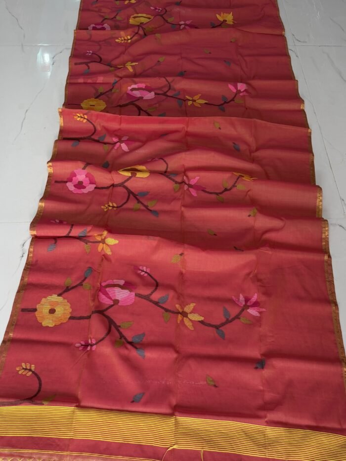 Handwoven Muslin Jamdani Saree with Blouse Piece