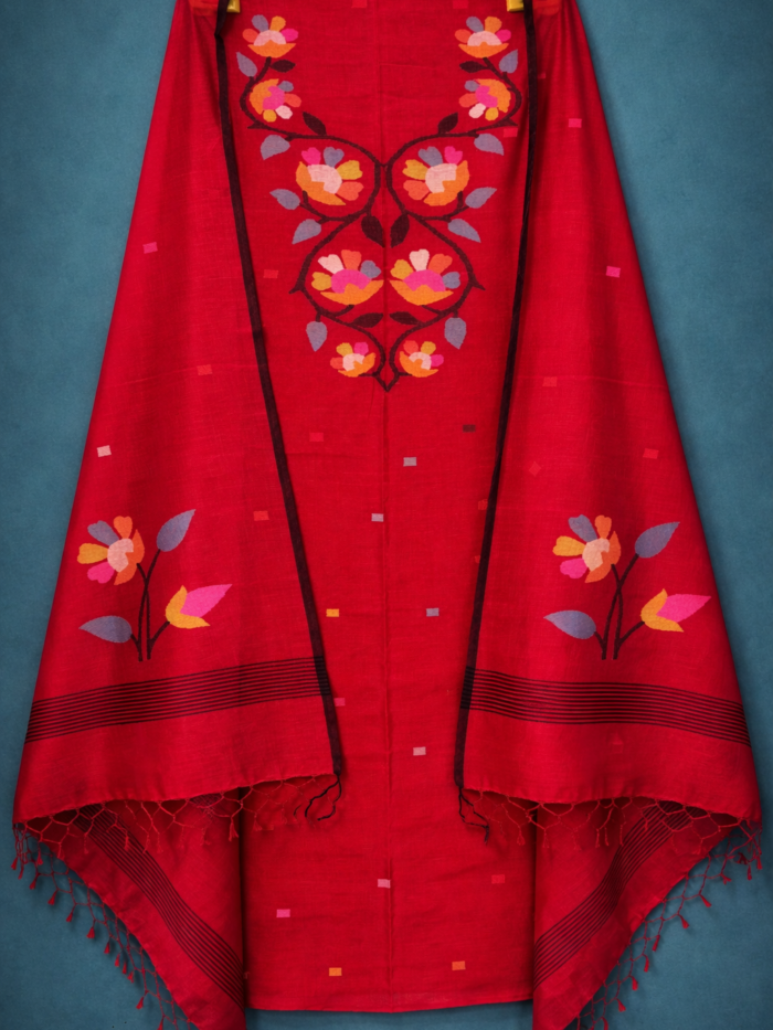 Pure Cotton Jamdani Suit (Unstitched) – Elegant 2-Piece Set