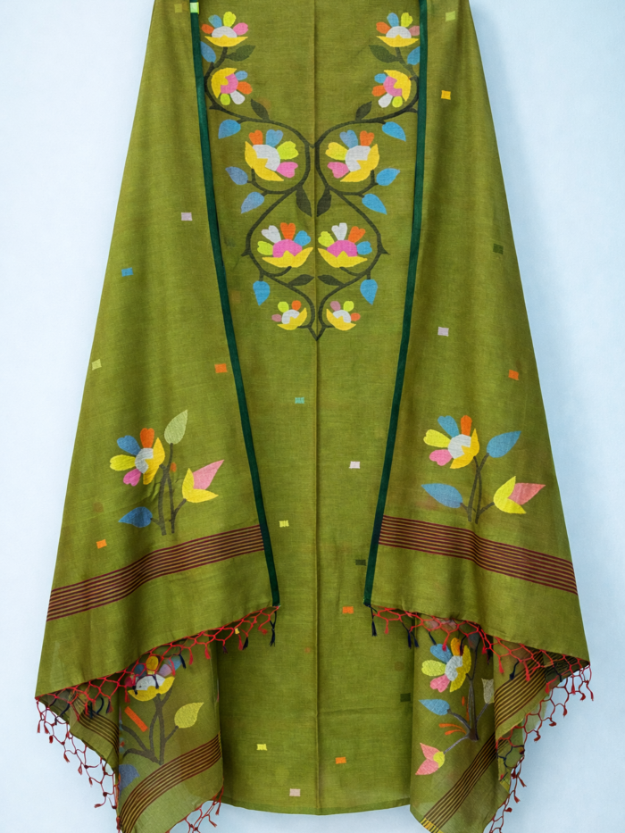 Pure Cotton Jamdani Suit (Unstitched) – Elegant 2-Piece Set