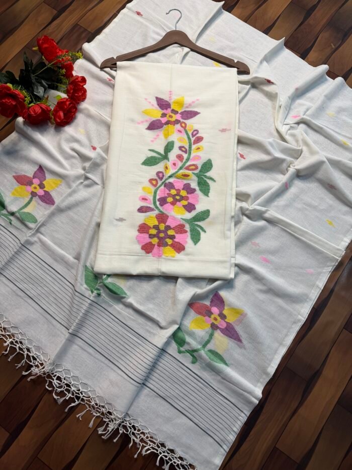 Pure Cotton Jamdani Suit (UNSTITCHED) – Elegant 2-Piece Set