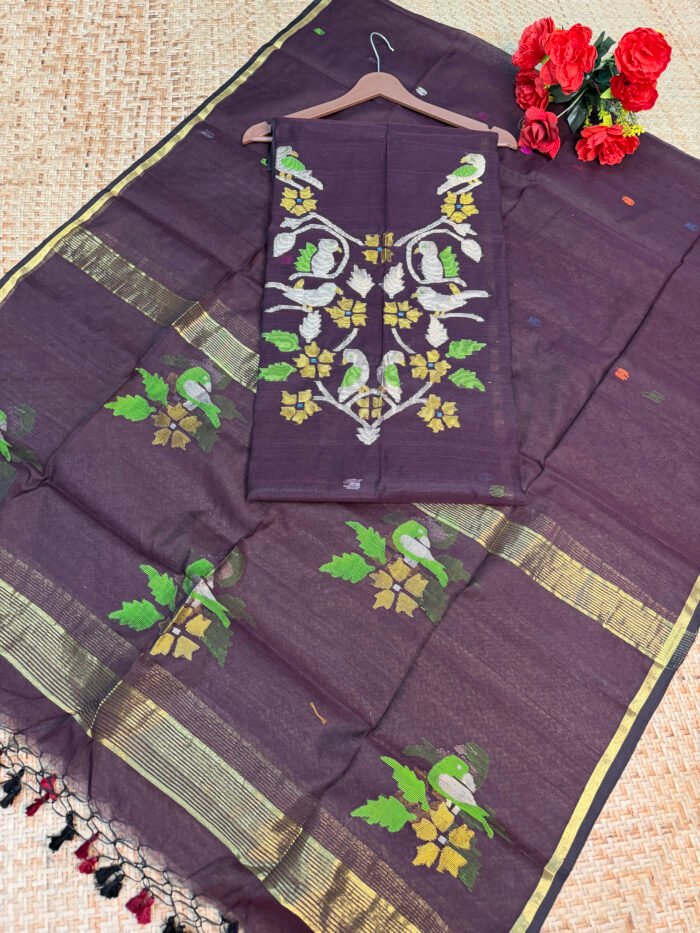 Handwoven Muslin Jamdani Suit (Unstitched) – 2-Piece Elegant Set