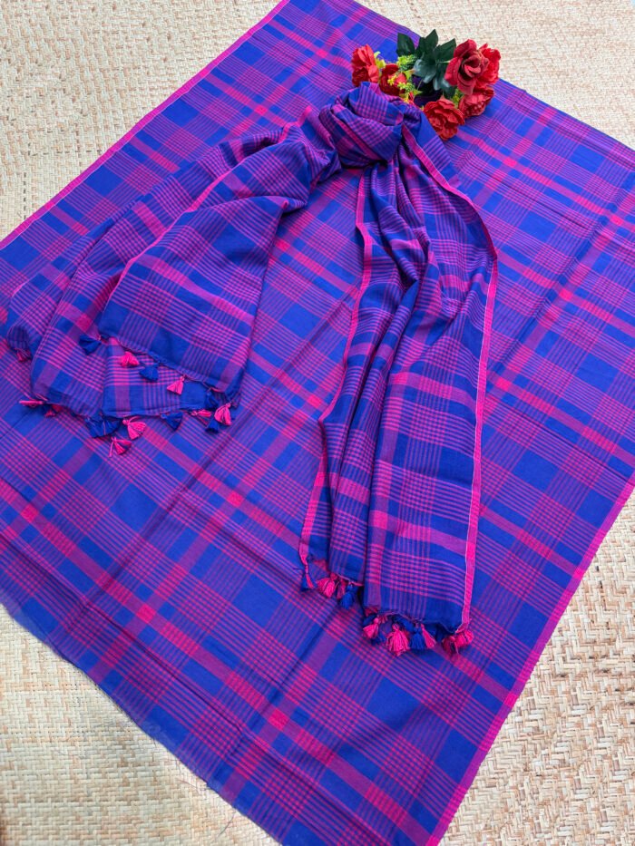 Elegant Pure Cotton Check Top & Dupatta Set