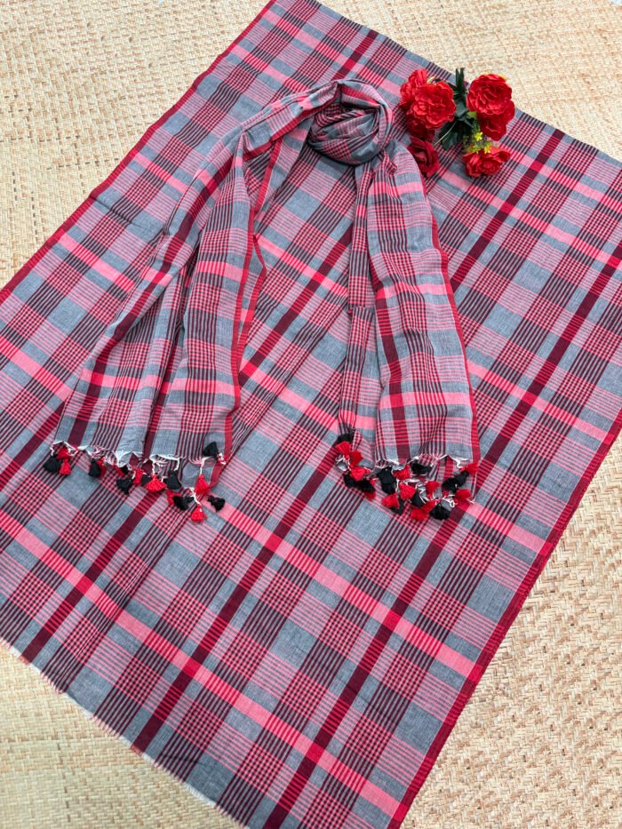 Elegant Pure Cotton Check Top & Dupatta Set