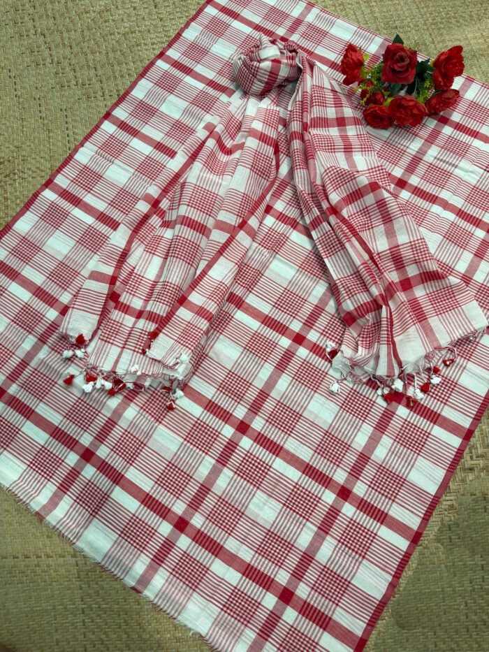 Elegant Pure Cotton Check Top & Dupatta Set