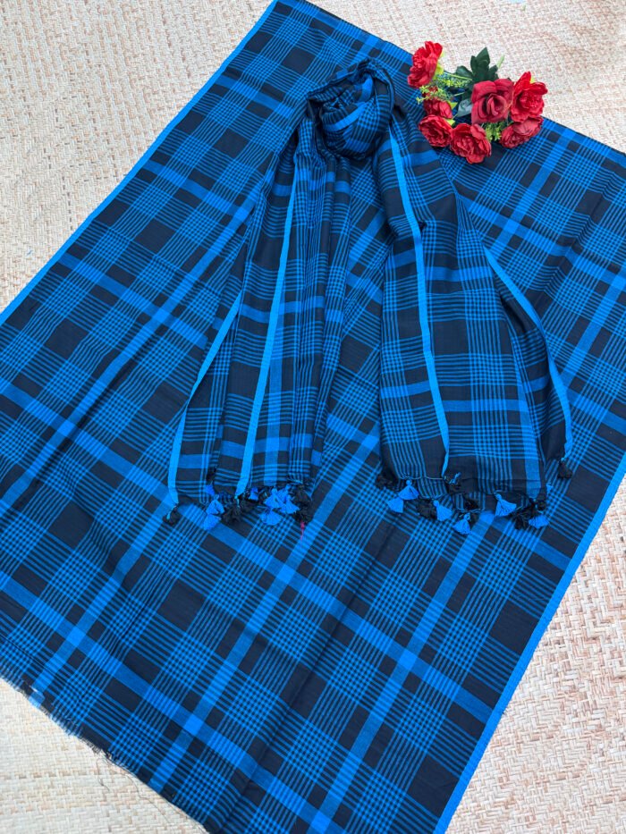 Elegant Pure Cotton Check Top & Dupatta Set