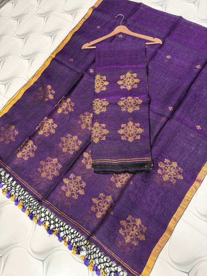 Pure Linen Jamdani Top & Dupatta Set – Elegant 2 Piece