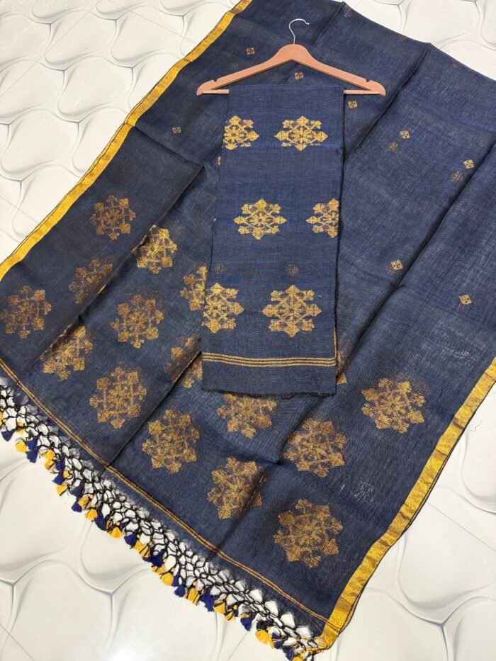 Pure Linen Jamdani Top & Dupatta Set – Elegant 2 Piece