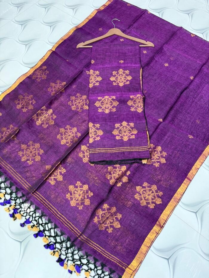 Pure Linen Jamdani Top & Dupatta Set – Elegant 2 Piece