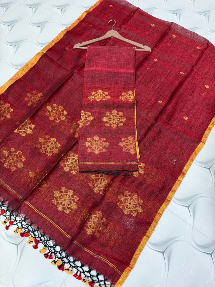 Pure Linen Jamdani Top & Dupatta Set – Elegant 2 Piece