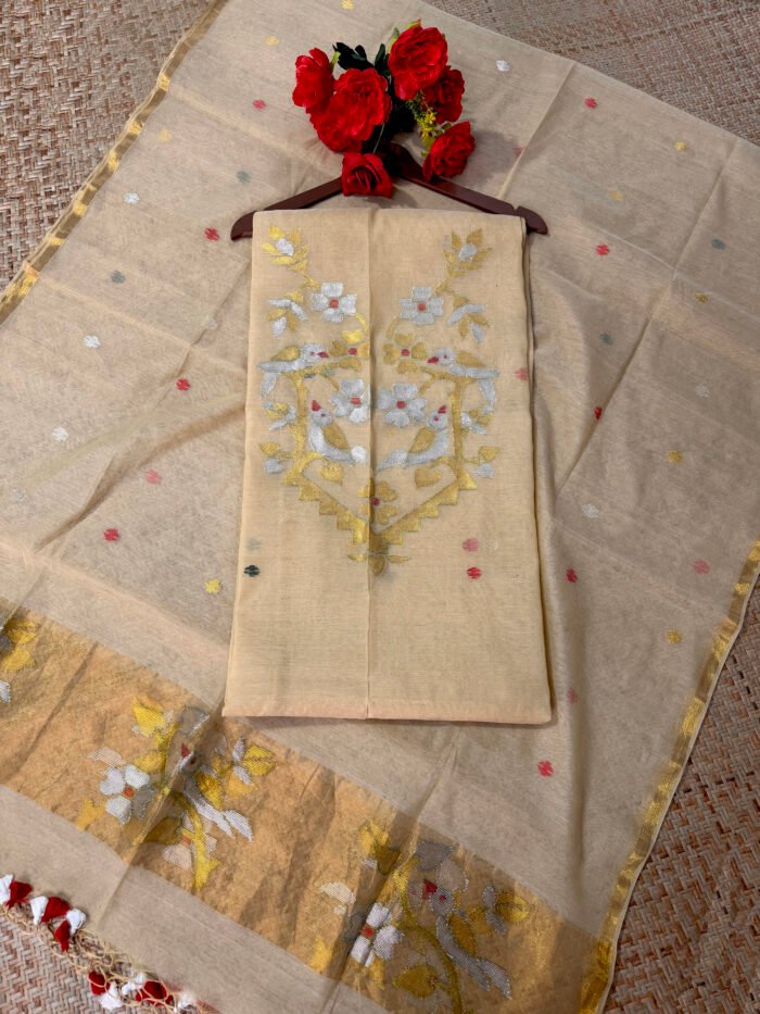 Handwoven Muslin Jamdani Suit (Unstitched) – 2-Piece Elegant Set