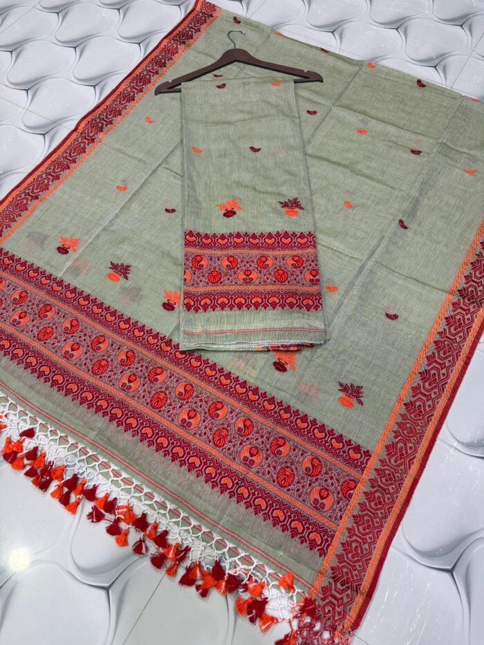 Pure Cotton Top & Dupatta Set with Woven Border (2-Piece)