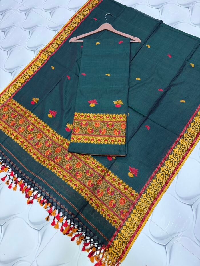 Pure Cotton Top & Dupatta Set with Woven Border (2-Piece)