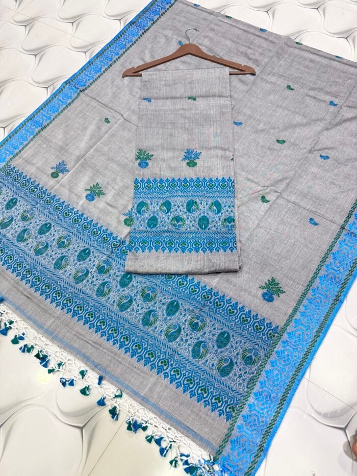 Pure Cotton Top & Dupatta Set with Woven Border (2-Piece)