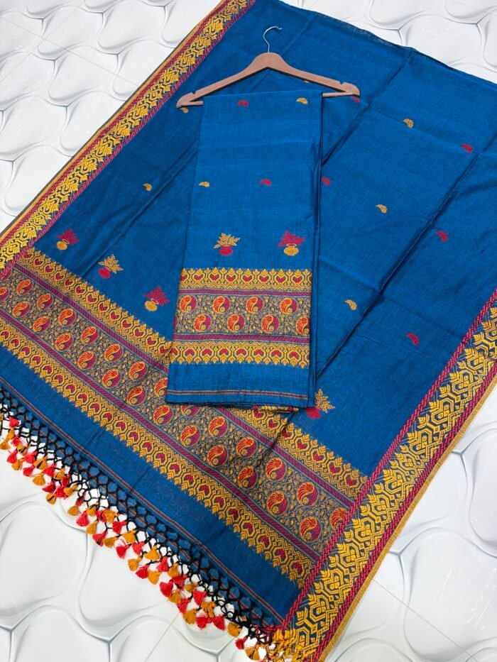 Pure Cotton Top & Dupatta Set with Woven Border (2-Piece)
