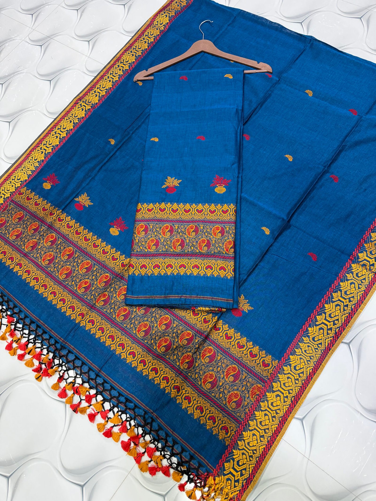 Pure Cotton Top & Dupatta Set with Woven Border (2-Piece)