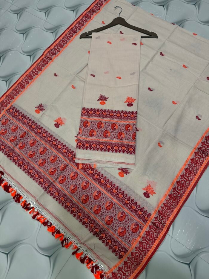 Pure Cotton Top & Dupatta Set with Woven Border (2-Piece)