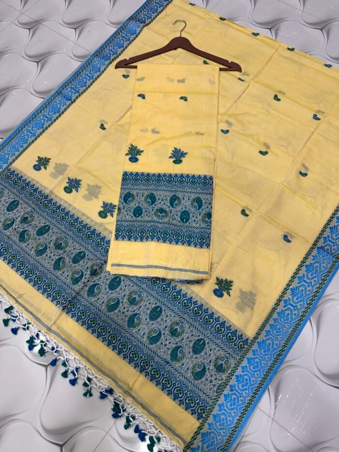 Pure Cotton Top & Dupatta Set with Woven Border (2-Piece)