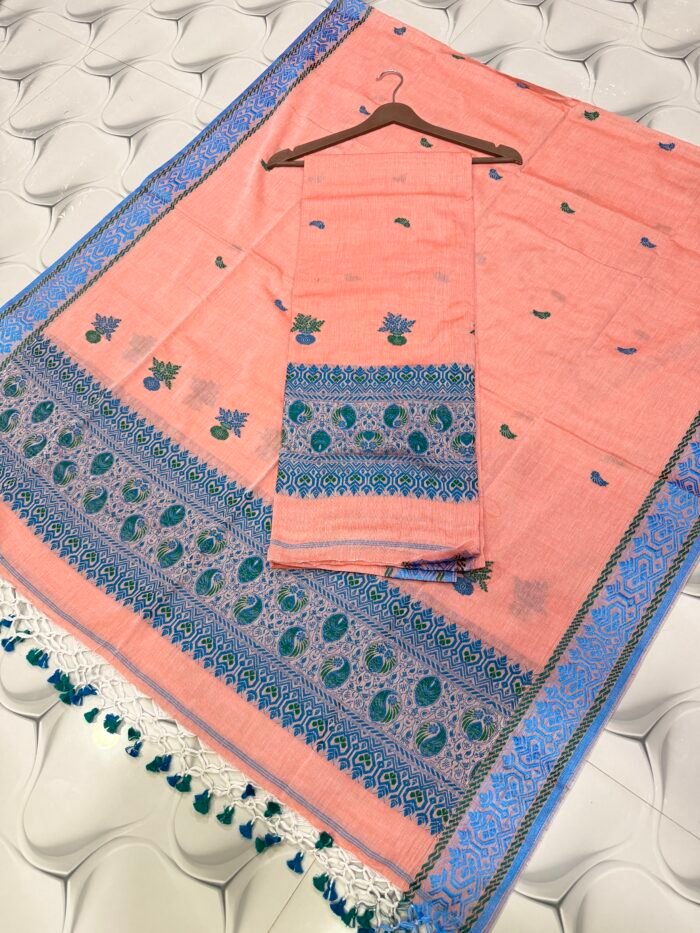 Pure Cotton Top & Dupatta Set with Woven Border (2-Piece)
