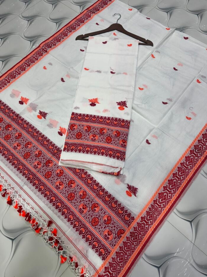Pure Cotton Top & Dupatta Set with Woven Border (2-Piece)
