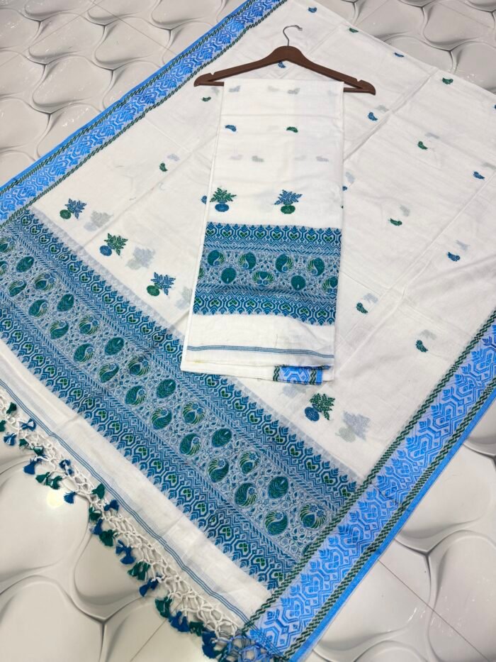 Pure Cotton Top & Dupatta Set with Woven Border (2-Piece)