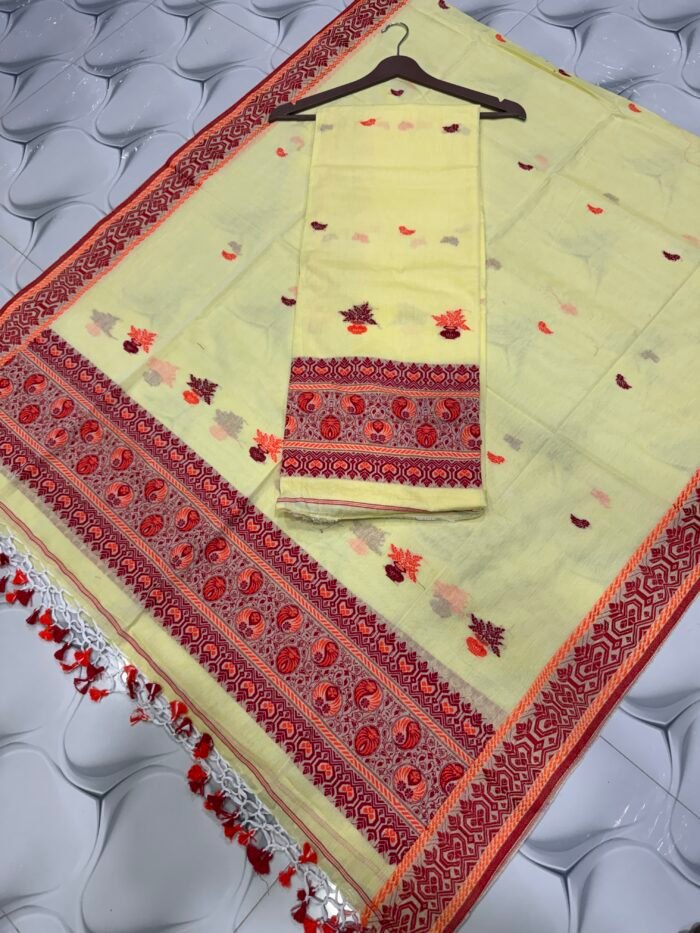 Pure Cotton Top & Dupatta Set with Woven Border (2-Piece)
