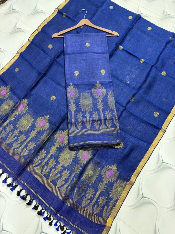 Pure Linen Jamdani Top & Dupatta Set – Elegant 2 Piece