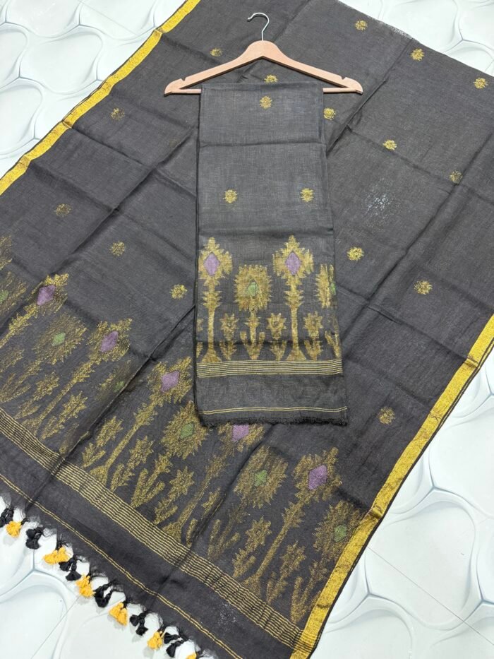 Pure Linen Jamdani Top & Dupatta Set – Elegant 2 Piece