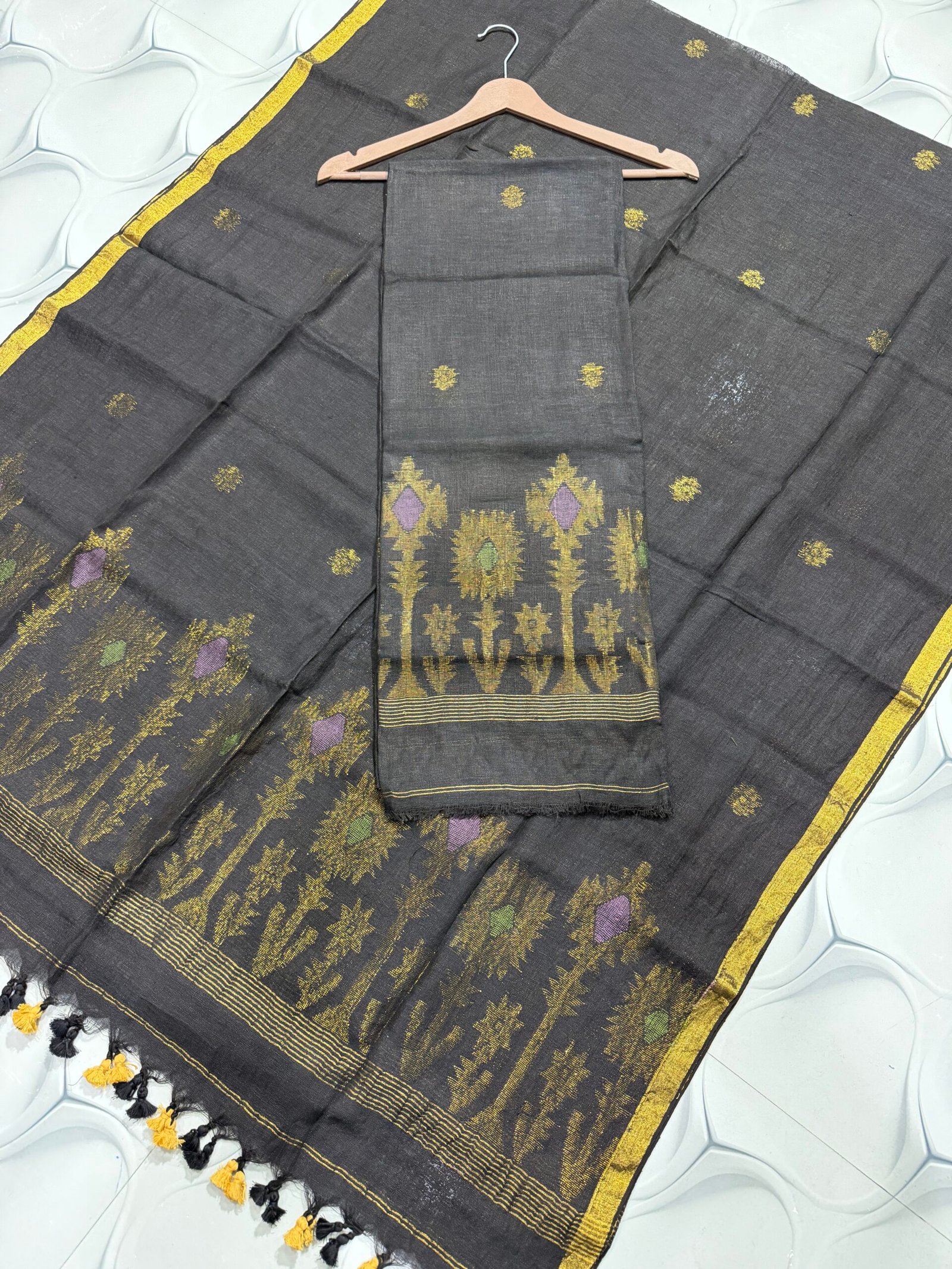 Pure Linen Jamdani Top & Dupatta Set – Elegant 2 Piece