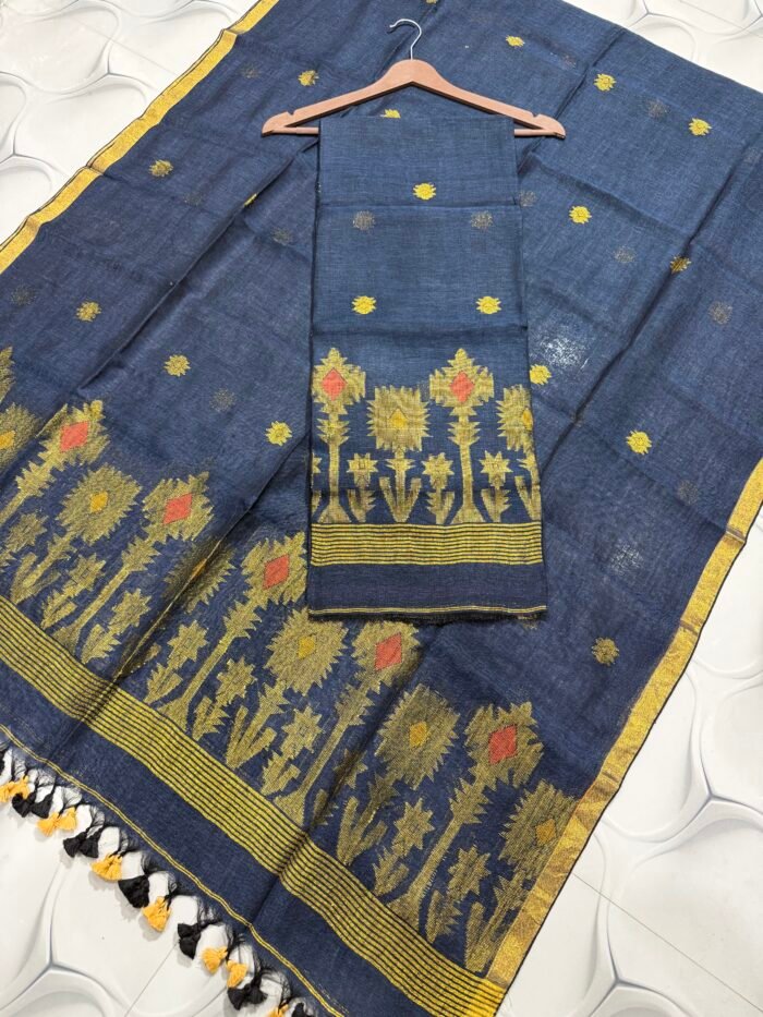Pure Linen Jamdani Top & Dupatta Set – Elegant 2 Piece