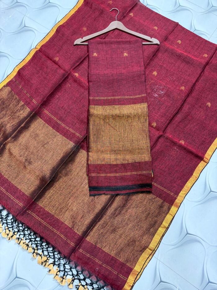 Regal Zari Linen Top & Dupatta Set (Unstitched)