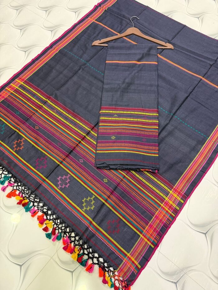 Bhojodi Cotton Top & Dupatta Set – Handwoven Tribal Elegance (2-Piece) (Copy)