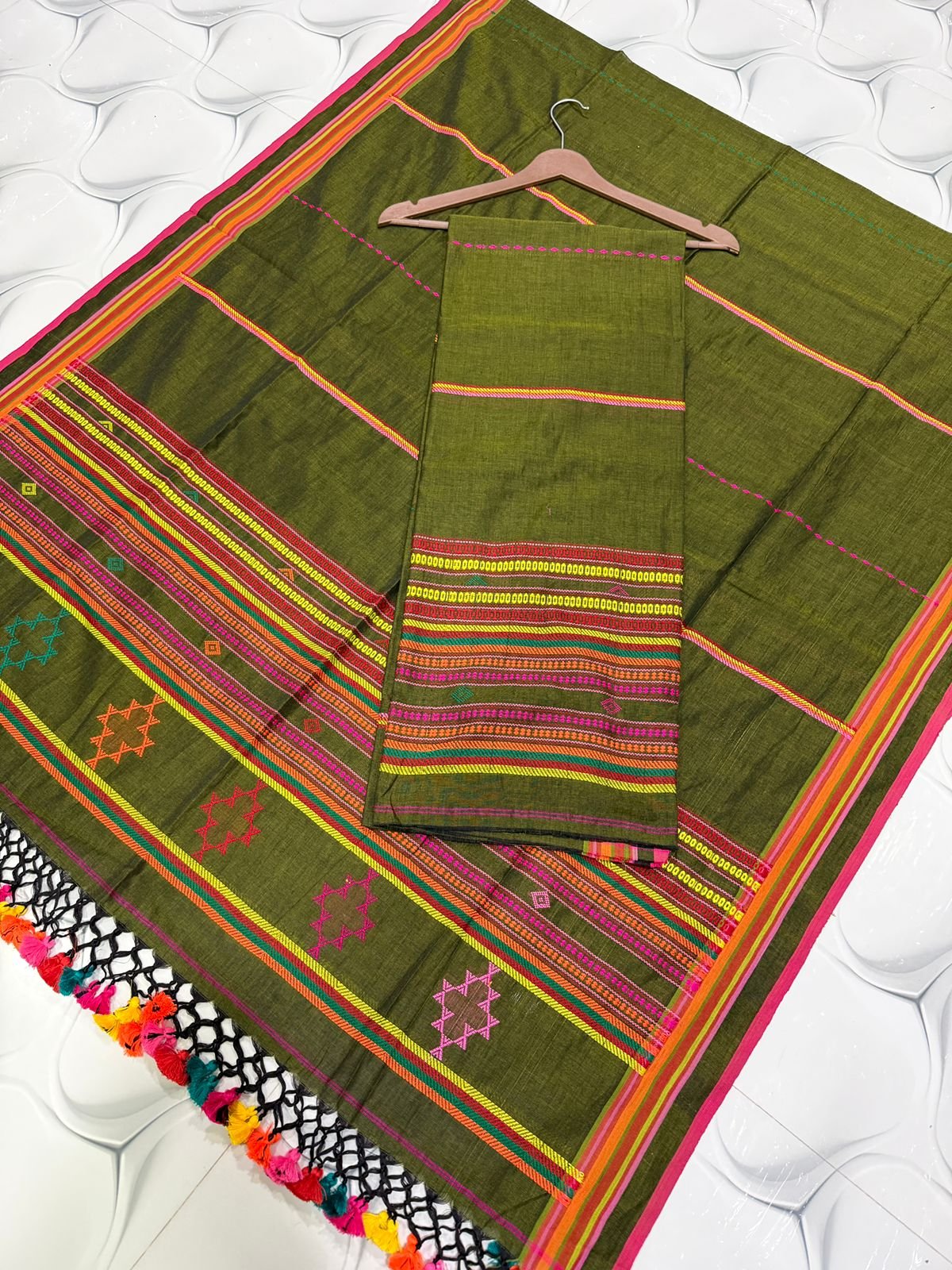 Bhojodi Cotton Top & Dupatta Set – Handwoven Tribal Elegance (2-Piece)