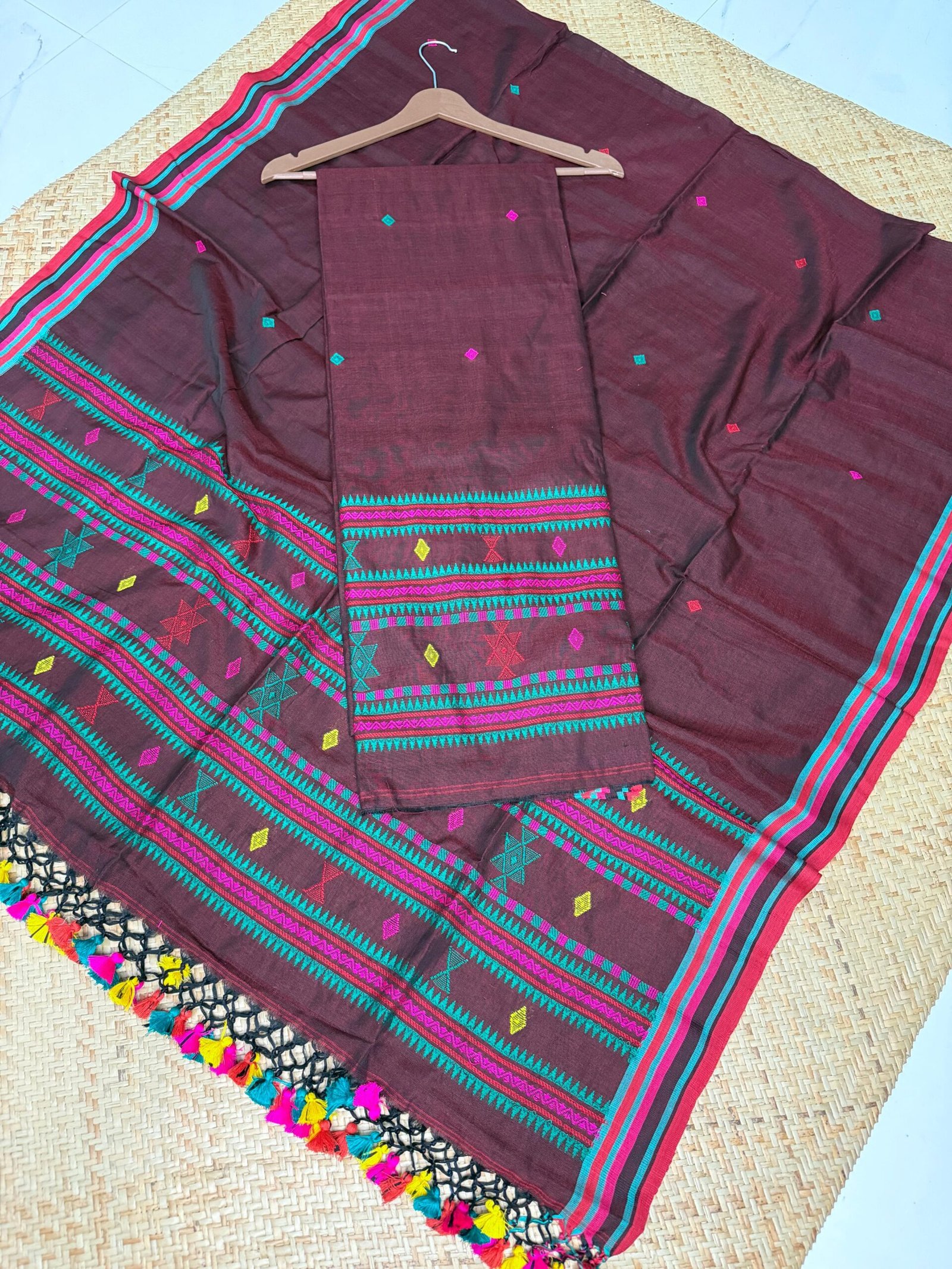 Pure Cotton Top & Dupatta Set with Traditional Woven Design (2-Piece)