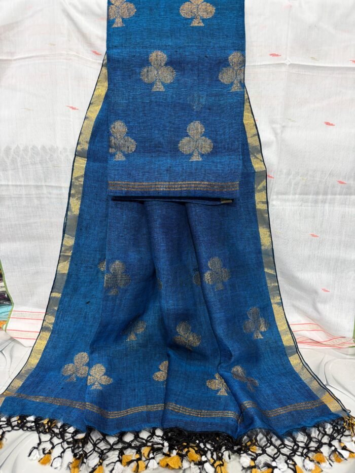 Pure Linen Zari Motif Suit – Unstitched Elegant 2-Piece Set