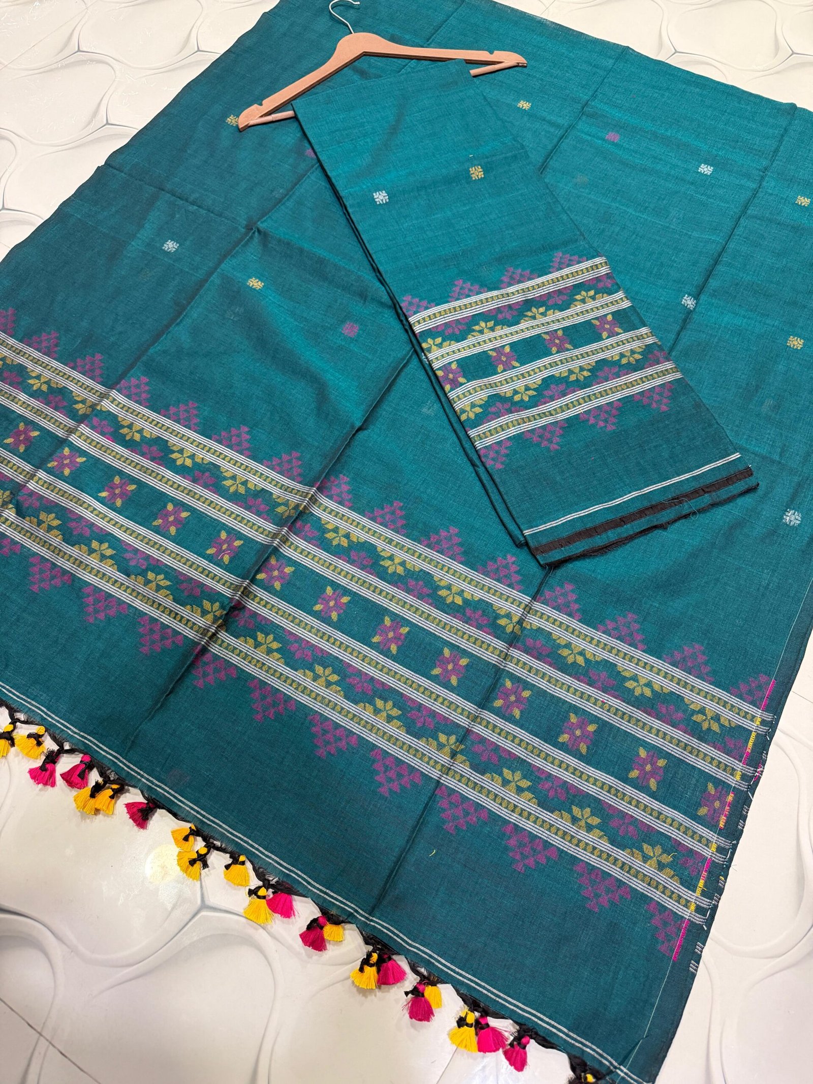 Pure Cotton Jamdani Suit – Unstitched Elegant 2-Piece Set