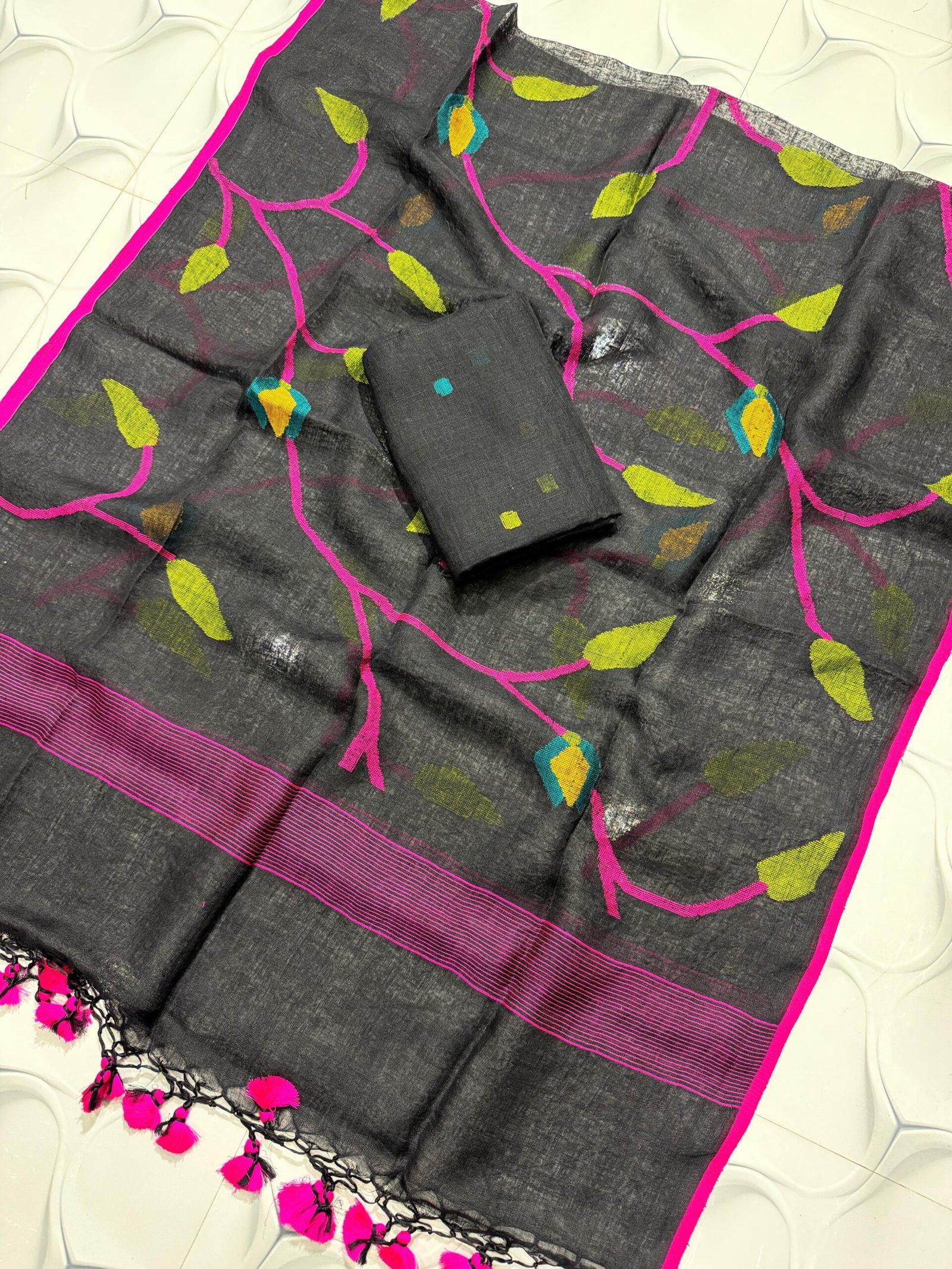 Pure Linen All-Over Design Suit – Unstitched Elegant 2-Piece Set