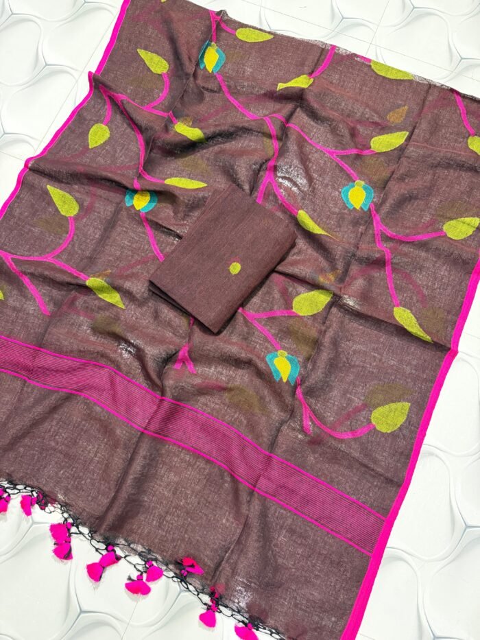 Pure Linen All-Over Design Suit – Unstitched Elegant 2-Piece Set