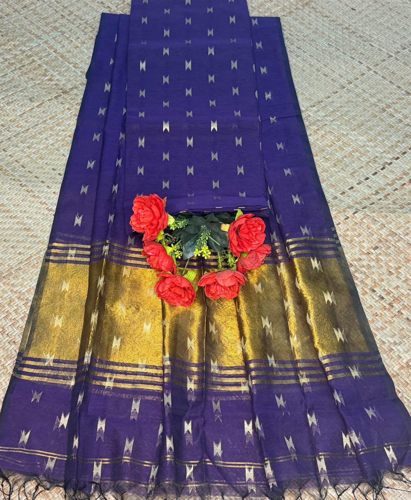 Maheshwari Handloom Top & Dupatta Set (Unstitched)