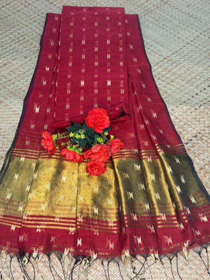 Maheshwari Handloom Top & Dupatta Set (Unstitched)