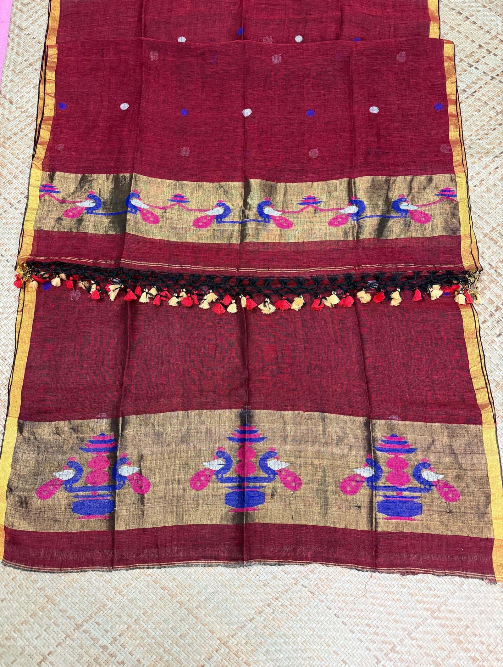 Linen Paithani Top & Dupatta Set (Unstitched)