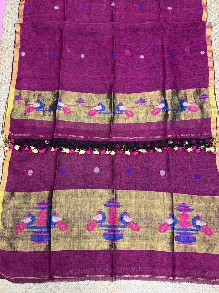 Linen Paithani Top & Dupatta Set (Unstitched)