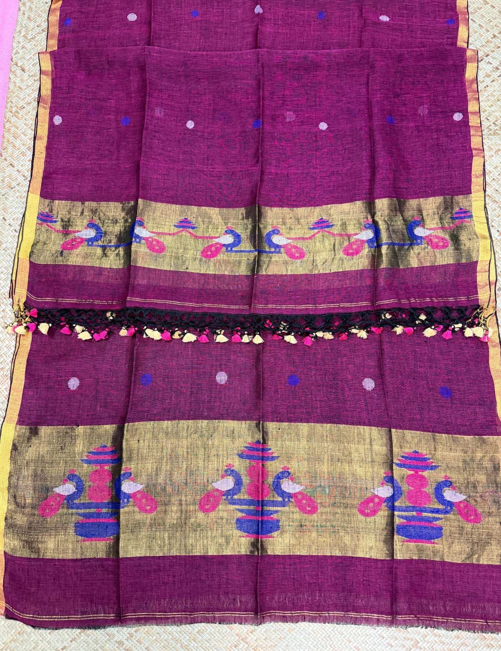 Linen Paithani Top & Dupatta Set (Unstitched)