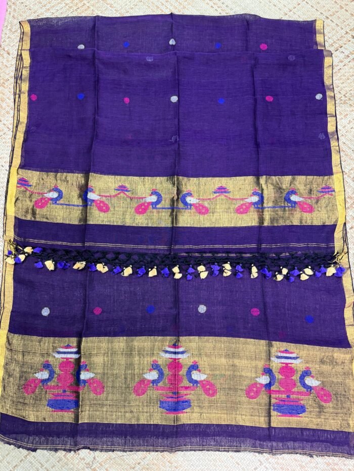 Linen Paithani Top & Dupatta Set (Unstitched)
