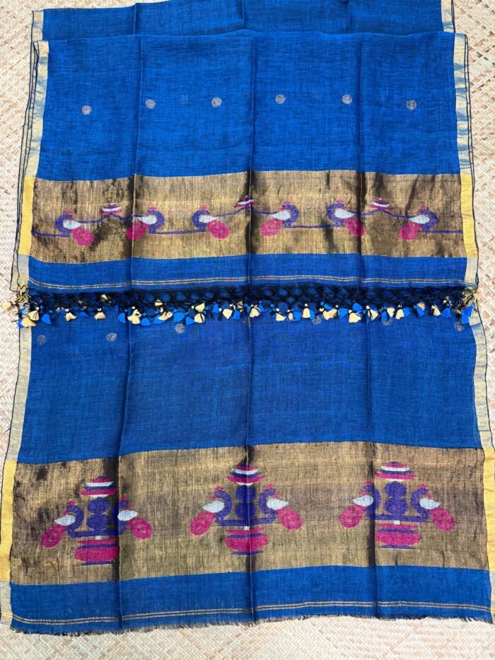 Linen Paithani Top & Dupatta Set (Unstitched)