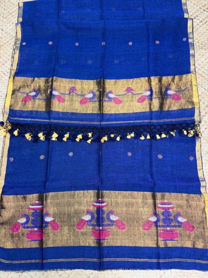 Linen Paithani Top & Dupatta Set (Unstitched)