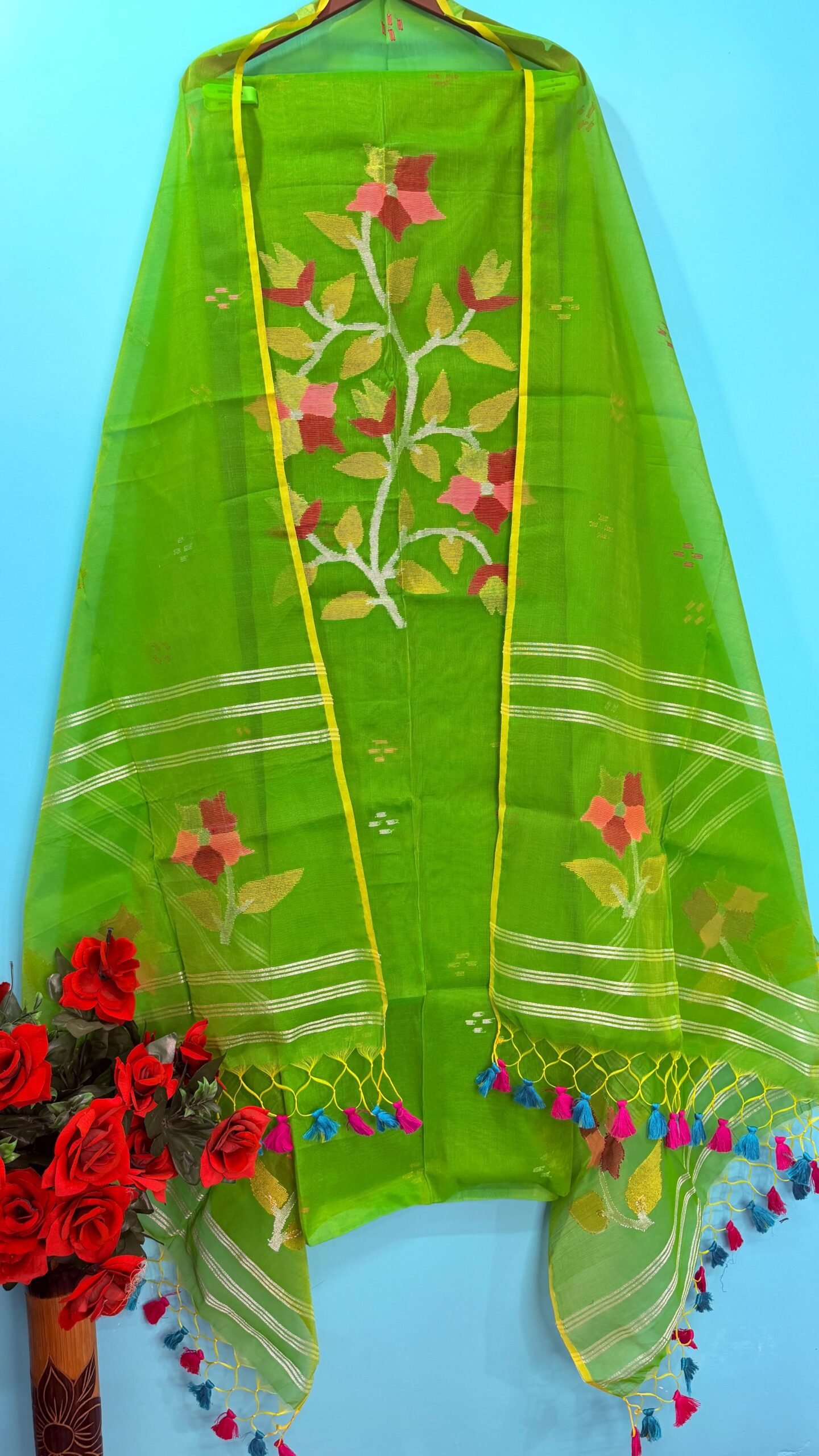 Elegant Muslin Jamdani Top & Dupatta Set (Unstitched)