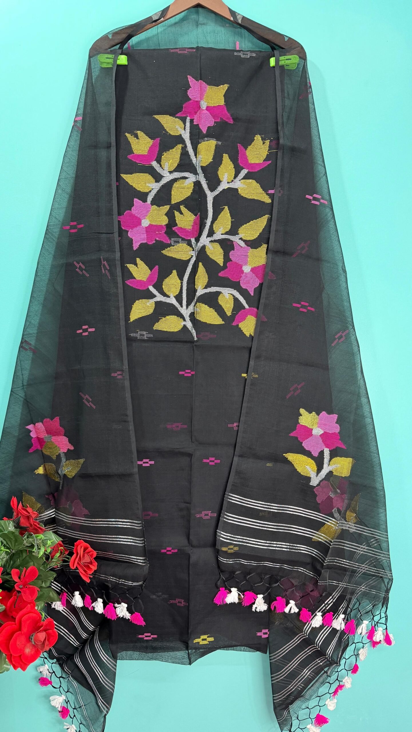 Elegant Muslin Jamdani Top & Dupatta Set (Unstitched)
