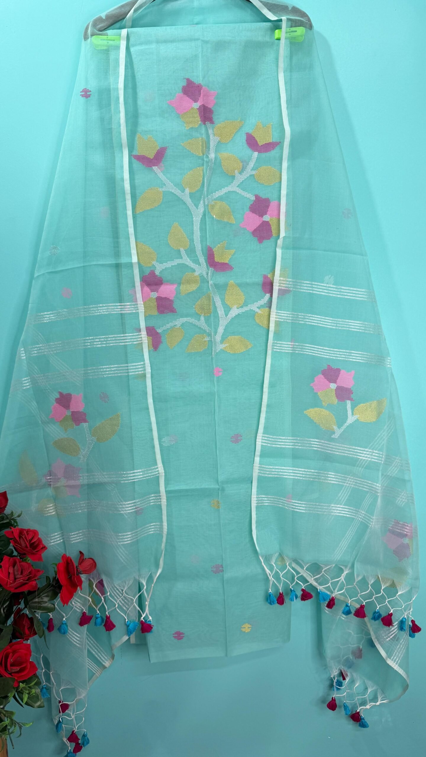 Elegant Muslin Jamdani Top & Dupatta Set (Unstitched)