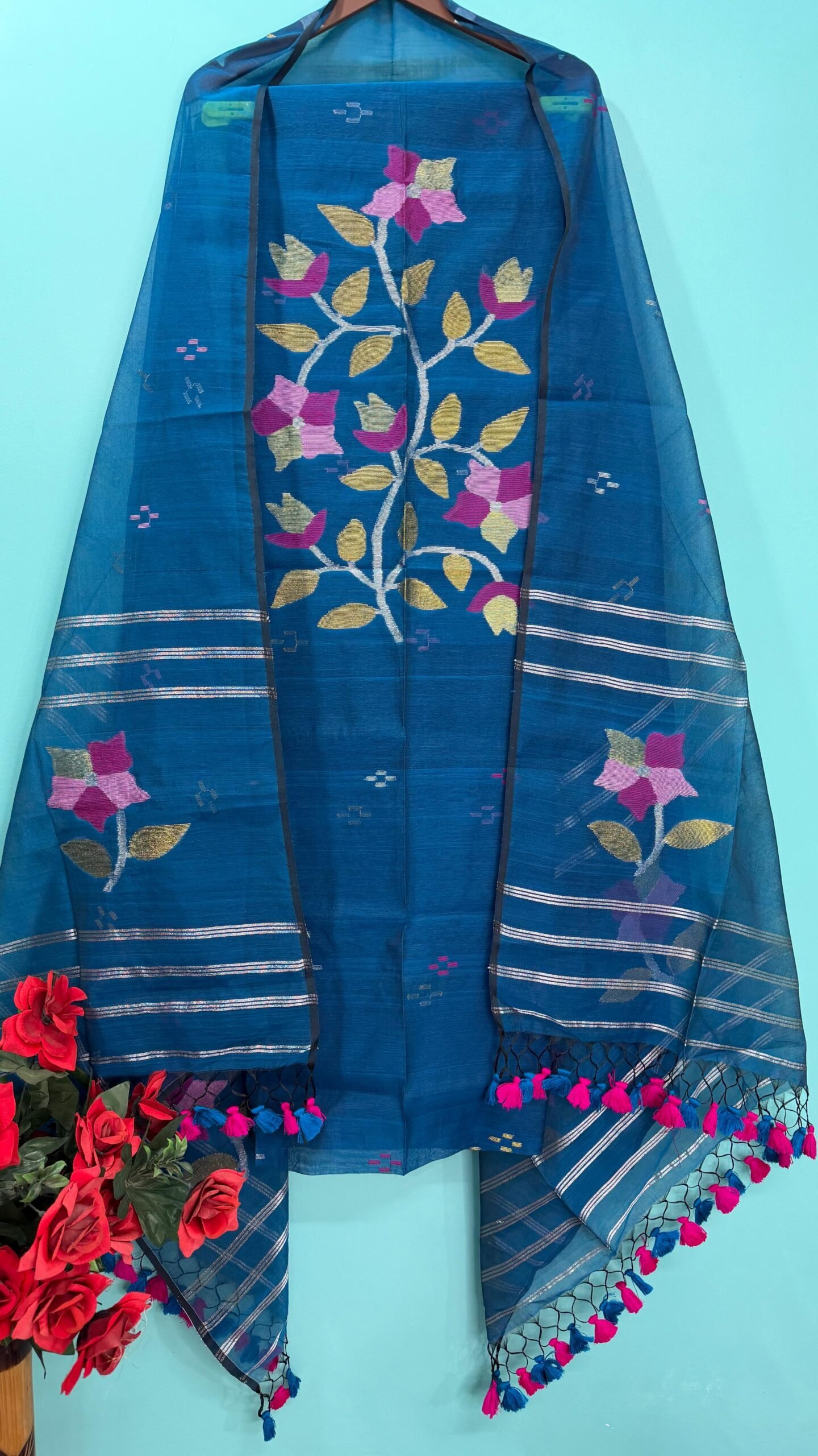 Elegant Muslin Jamdani Top & Dupatta Set (Unstitched)